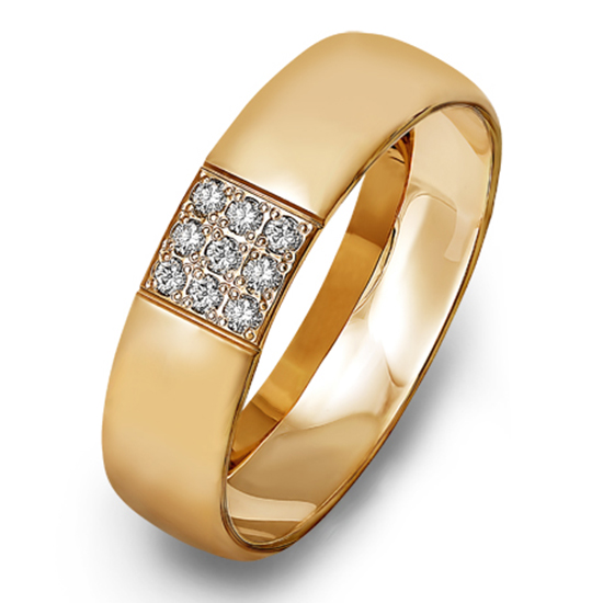Кольцо обручальное, золото, бриллиант, 7-0010